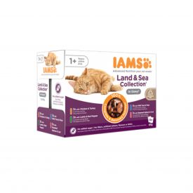Iams Cat Pouch Land & Sea Collection In Gravy